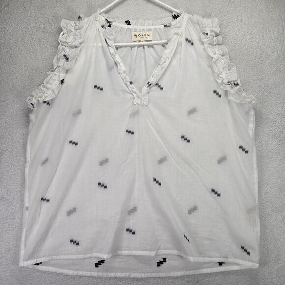 Synergy Organic Clothing Tops - Woven By Synergy Sheer Top Womens XL Sleeveless Ruffle Organic Cotton